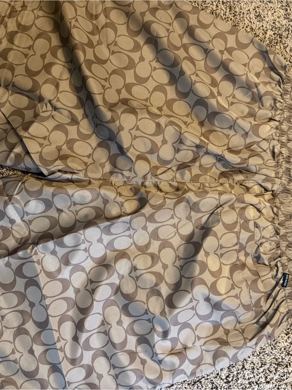 Coach Tan Logo-Print Drawstring Women's Shorts